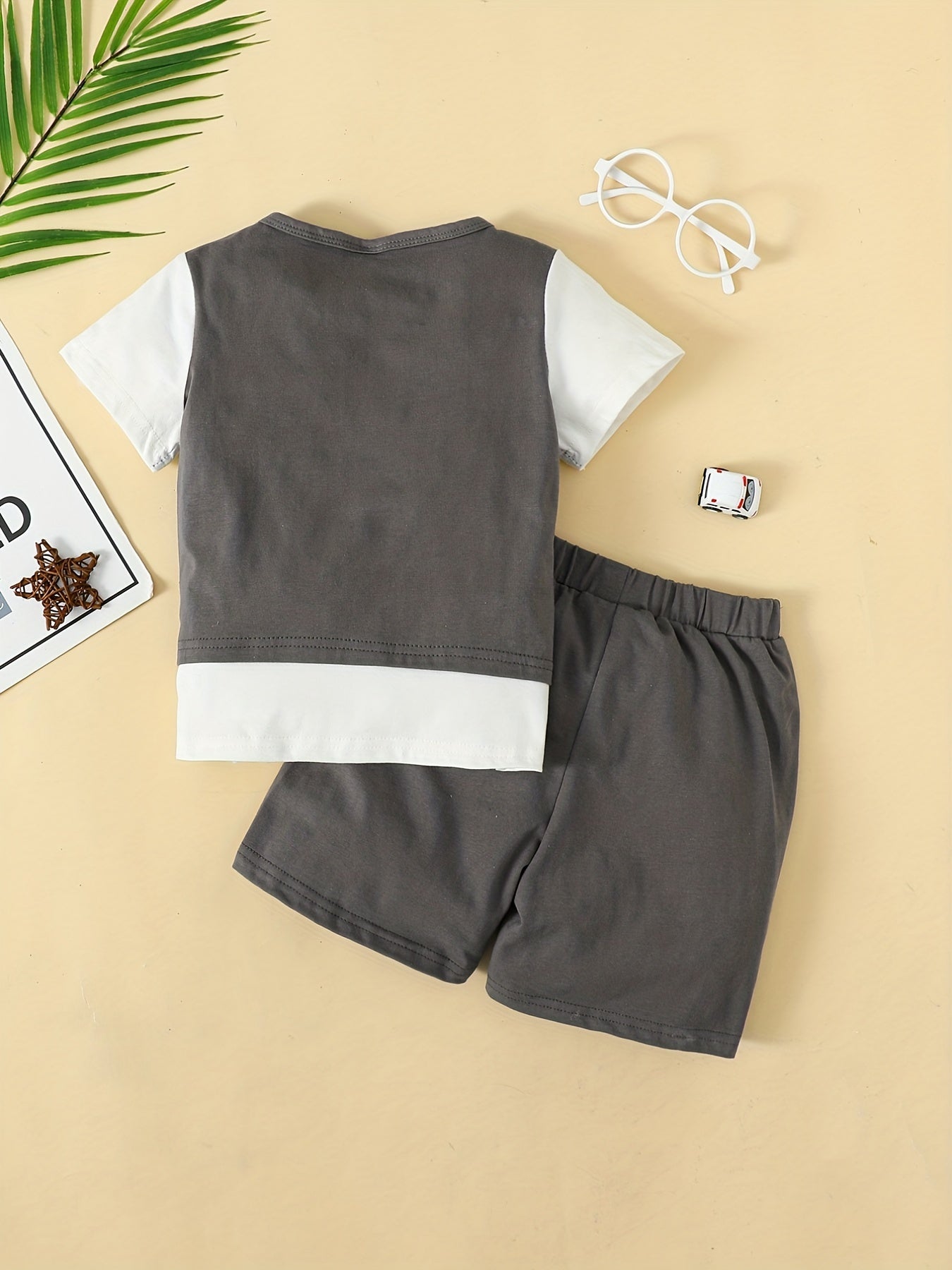 Boys Casual Outfit Round Neck T shirt & Shorts Kids Summer Clothes Sets