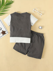 Boys Casual Outfit Round Neck T shirt & Shorts Kids Summer Clothes Sets