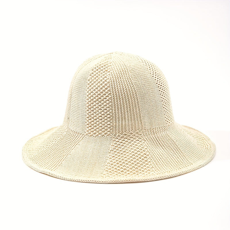 Wide Brim Bucket Hat Casual Crochet Breathable Sunscreen Fisherman Cap
