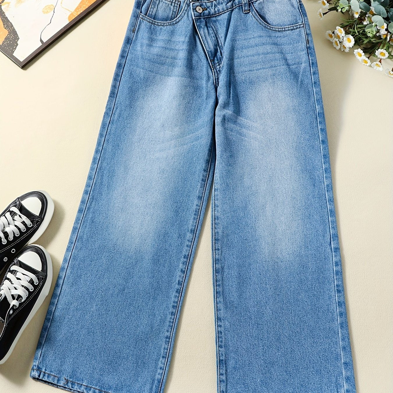 Girls Wide Leg Denim Trousers Kids Clothes