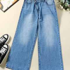 Girls Wide Leg Denim Trousers Kids Clothes