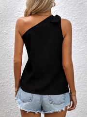 Strappy Asymmetrical Neck Tank Top One Shoulder Sleeveless Tops