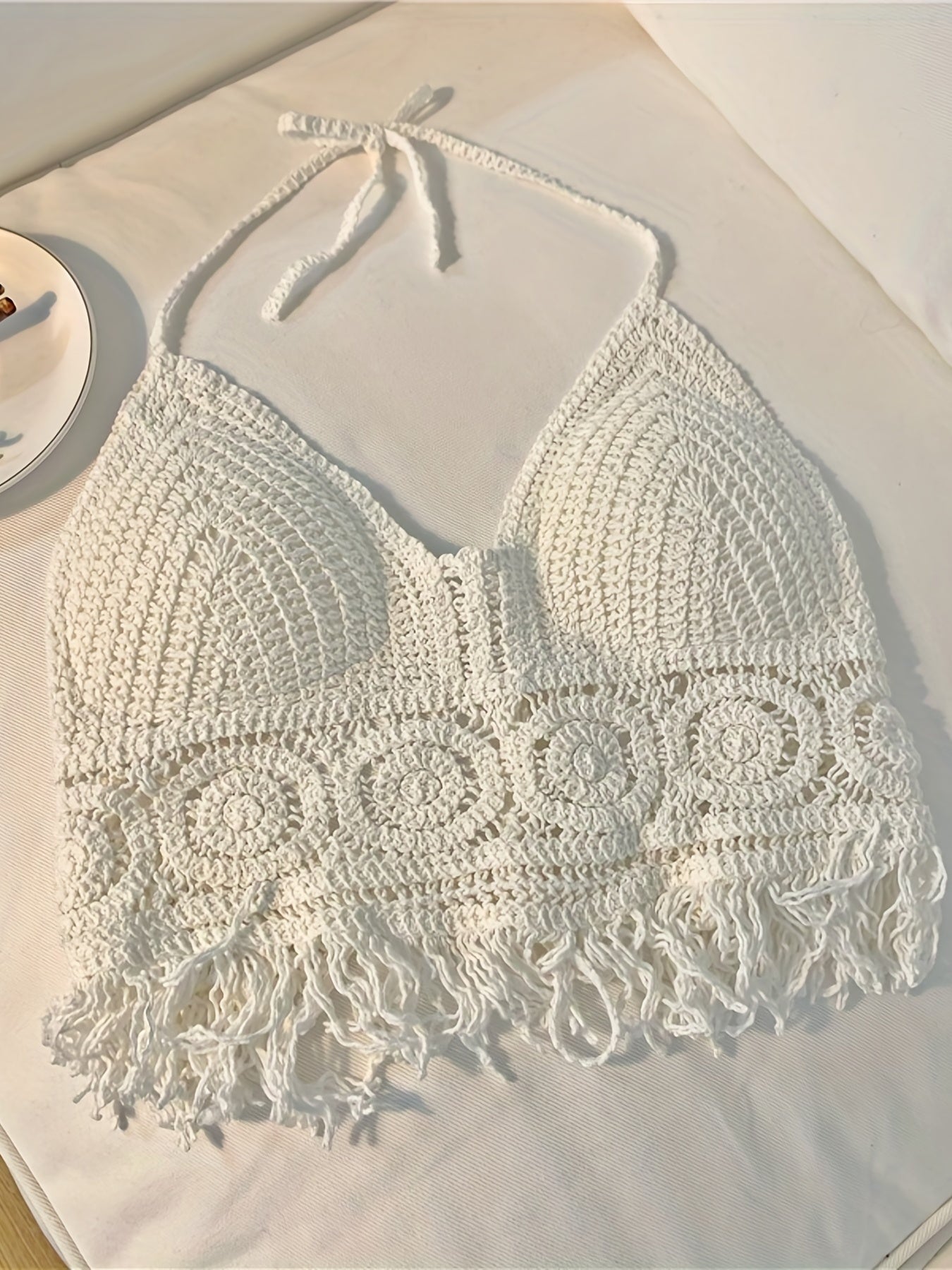 Tassels Crochet Halter Top for Vacation Beach
