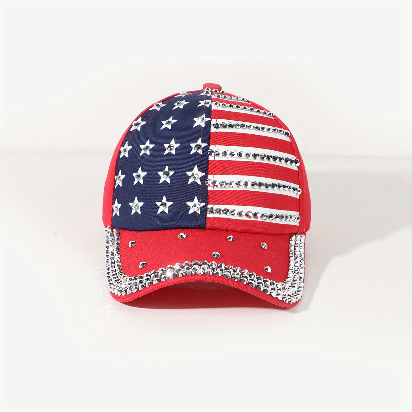 Rhinestone Flag Print Baseball Cap Hip Hop Dad Hat