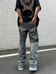 Men's Distressed Cotton Jeans Casual Street Style Denim Pants