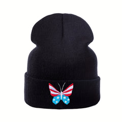 Butterfly Embroidery Knit Hat Skull Cap Warm Knitted Beanies