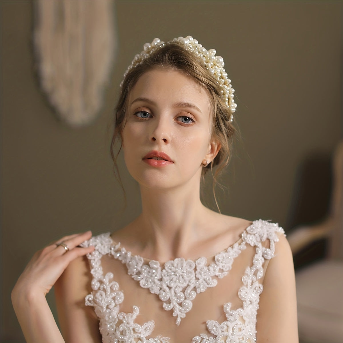 Vintage Beaded Headband for Wedding, Faux Pearl Head Jewelry
