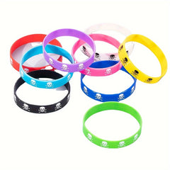 9pcs Skull Silicone Sports Bracelets Elastic Men's Jewelry Gift