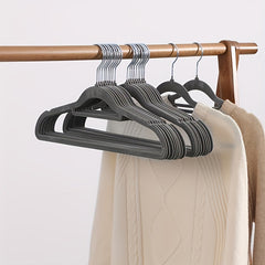 5pcs Plastic Flocking Hanger Non-slip Wardrobe Storage Clothes Hanging Rack