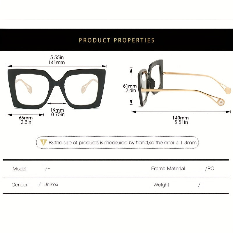Women's Clear Lens Mod Glasses Metal Temple Anti Light Glasses
