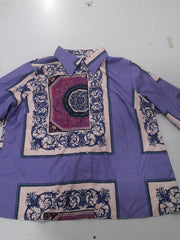 Colorblock Baroque Print Long Sleeve Blouse