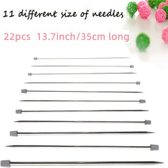 11 Pairs Stainless Steel Knitting Needles Set for Beginners