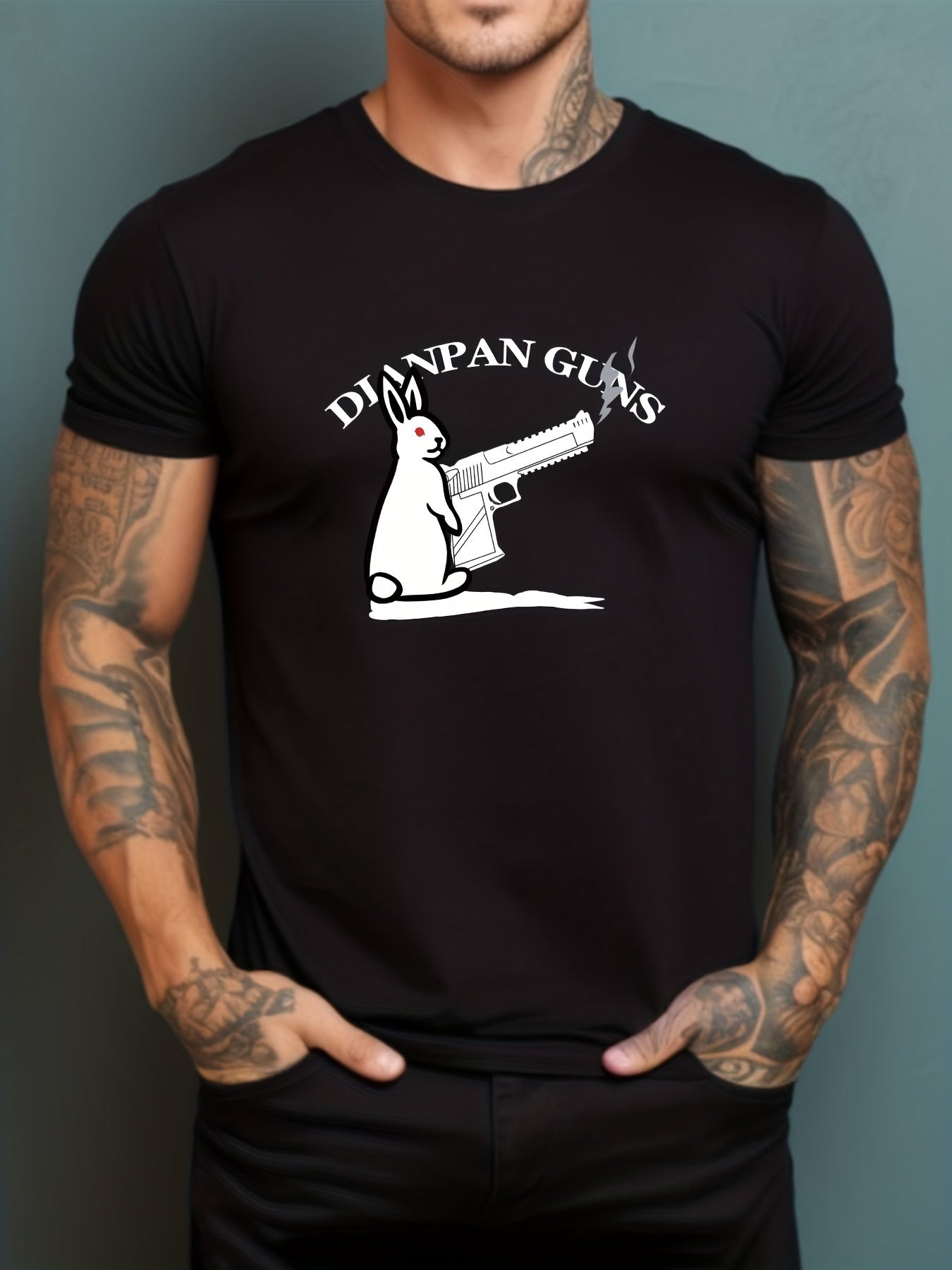 Men's Printed Leisure Sports Tee Casual Stretch T-shirt