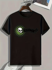 Skull & Letter Print Men's Sports T-shirt - Outdoor Fitness Clothing