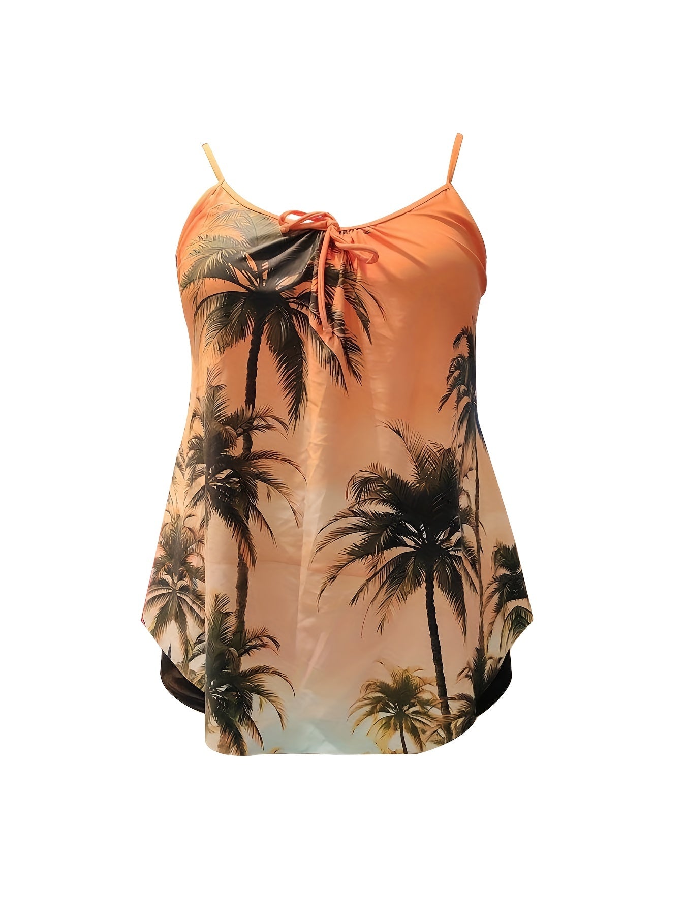 Boho Tankini Set Tie Front Cami Top & Boyshorts Swimsuit