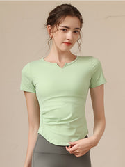 Solid Fitness Workout T-Shirt Quick Drying Sports Tee Women's Activewear