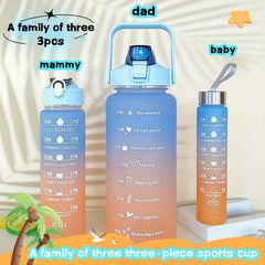 3pc High Temp Plastic Water Bottle Set 280 750 2000ml Gradient Portable Outdoor