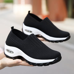Breathable Textured Knit Slip On Sneakers with Air Cushion