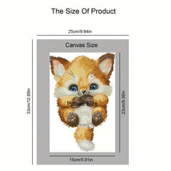 Cross Stitch Kit Fox Cub 14CT Unprinted Canvas