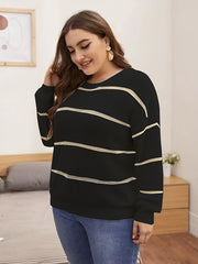 Striped Round Neck Sweater High Stretch
