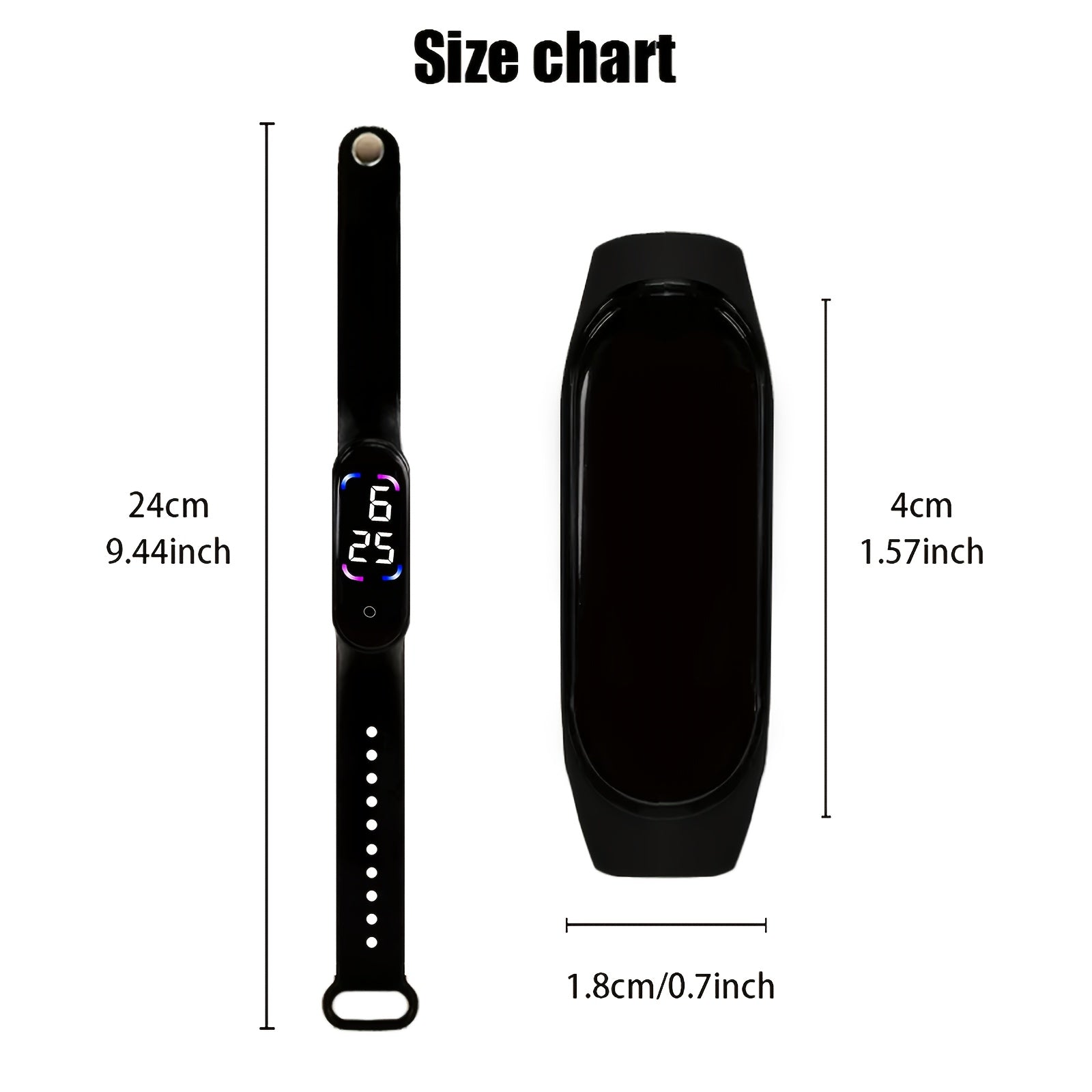 3pcs Touch Screen LED Sports Watches Durable PVC Strap 24-Hour Display