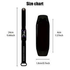 3pcs Touch Screen LED Sports Watches Durable PVC Strap 24-Hour Display