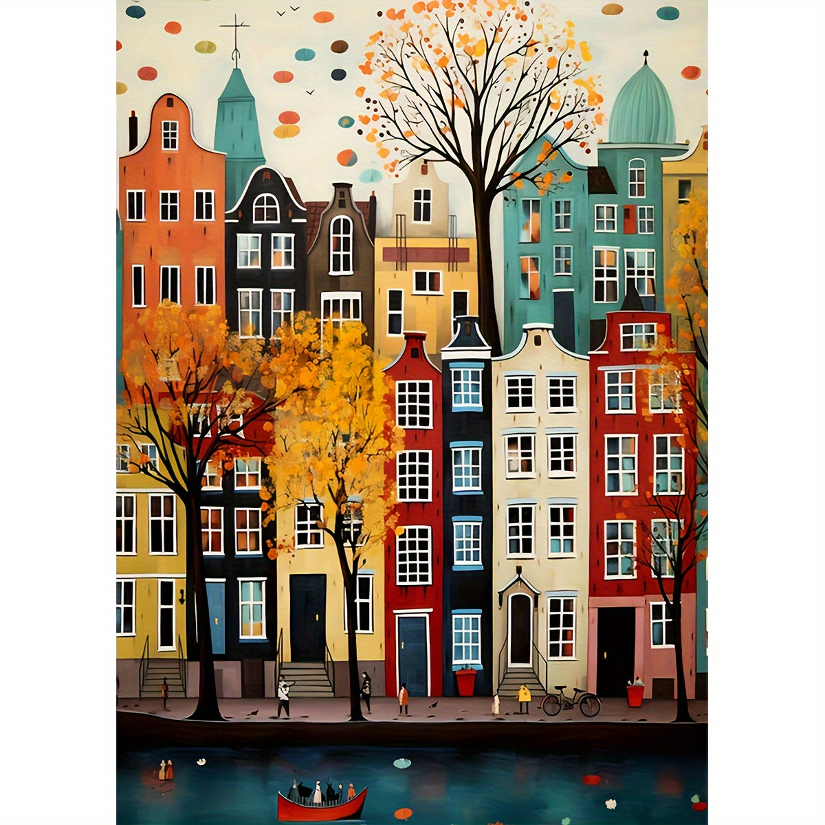 Colorful Houses Cross Stitch Kit 30x40cm 11 8x15 7Inch