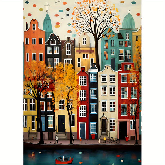 Colorful Houses Cross Stitch Kit 30x40cm 11 8x15 7Inch