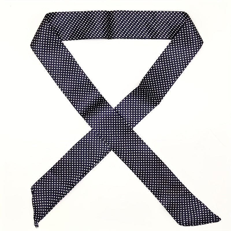 Dotted Print Twilly Scarf Ribbon Neckerchief Set