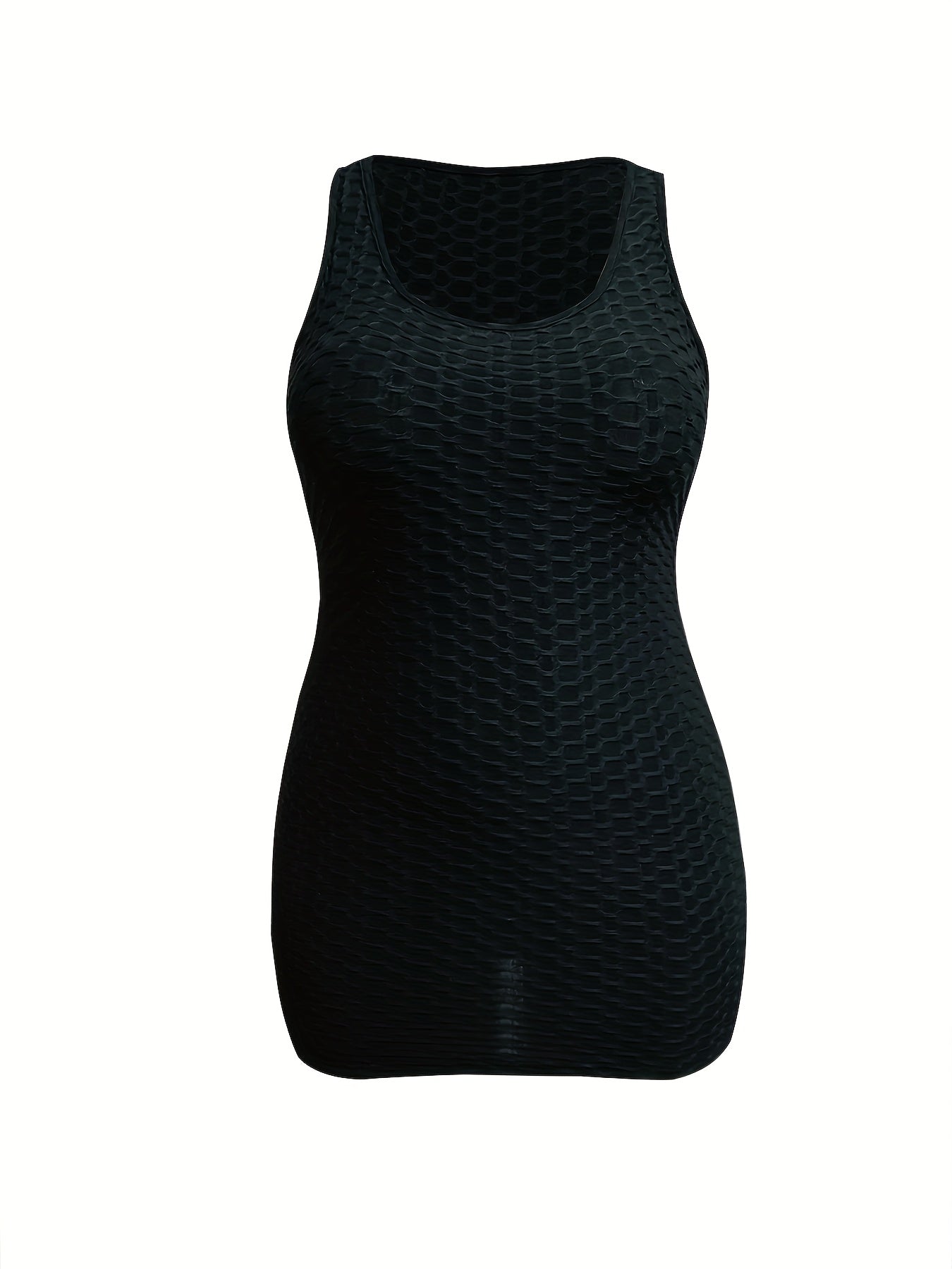 Sexy Lounge Dress Solid Bubble Textured Scoop Neck Bodycon Tank Dress