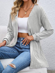 Solid Lantern Sleeve Cardigan Coat for Women