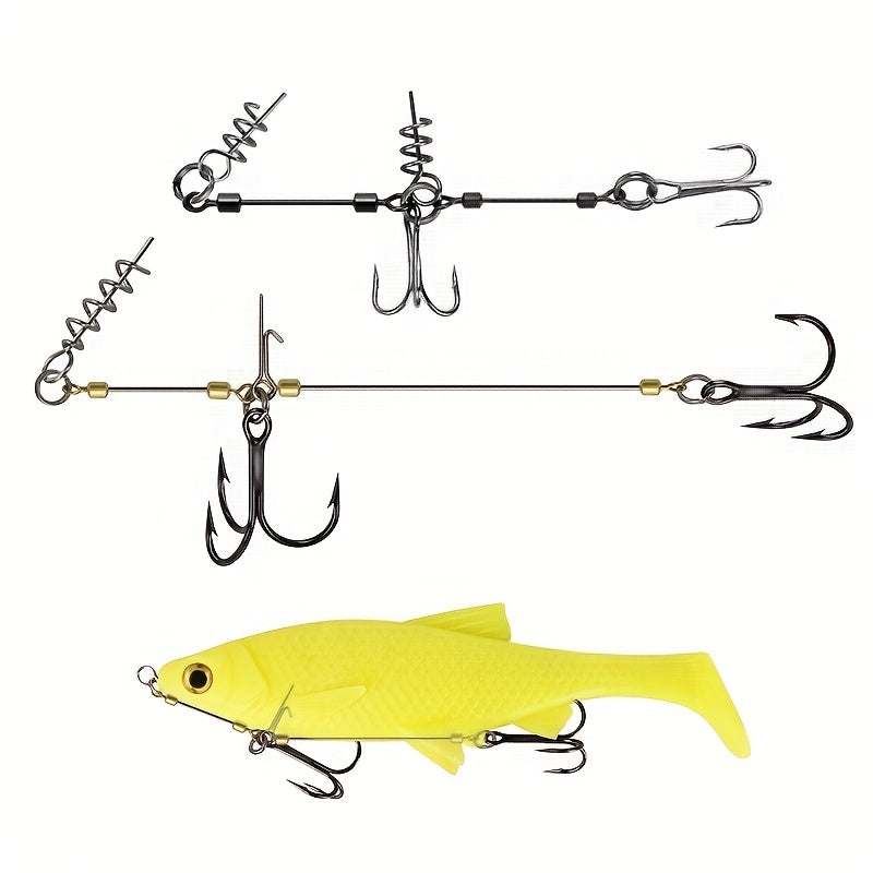 2set String Fishing Hook Barbed Triple Hooks Soft Lure Bait Fishhook Jig Rig