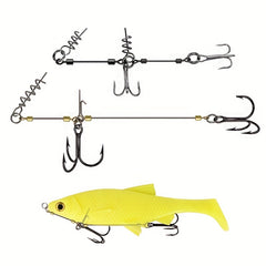 2set String Fishing Hook Barbed Triple Hooks Soft Lure Bait Fishhook Jig Rig