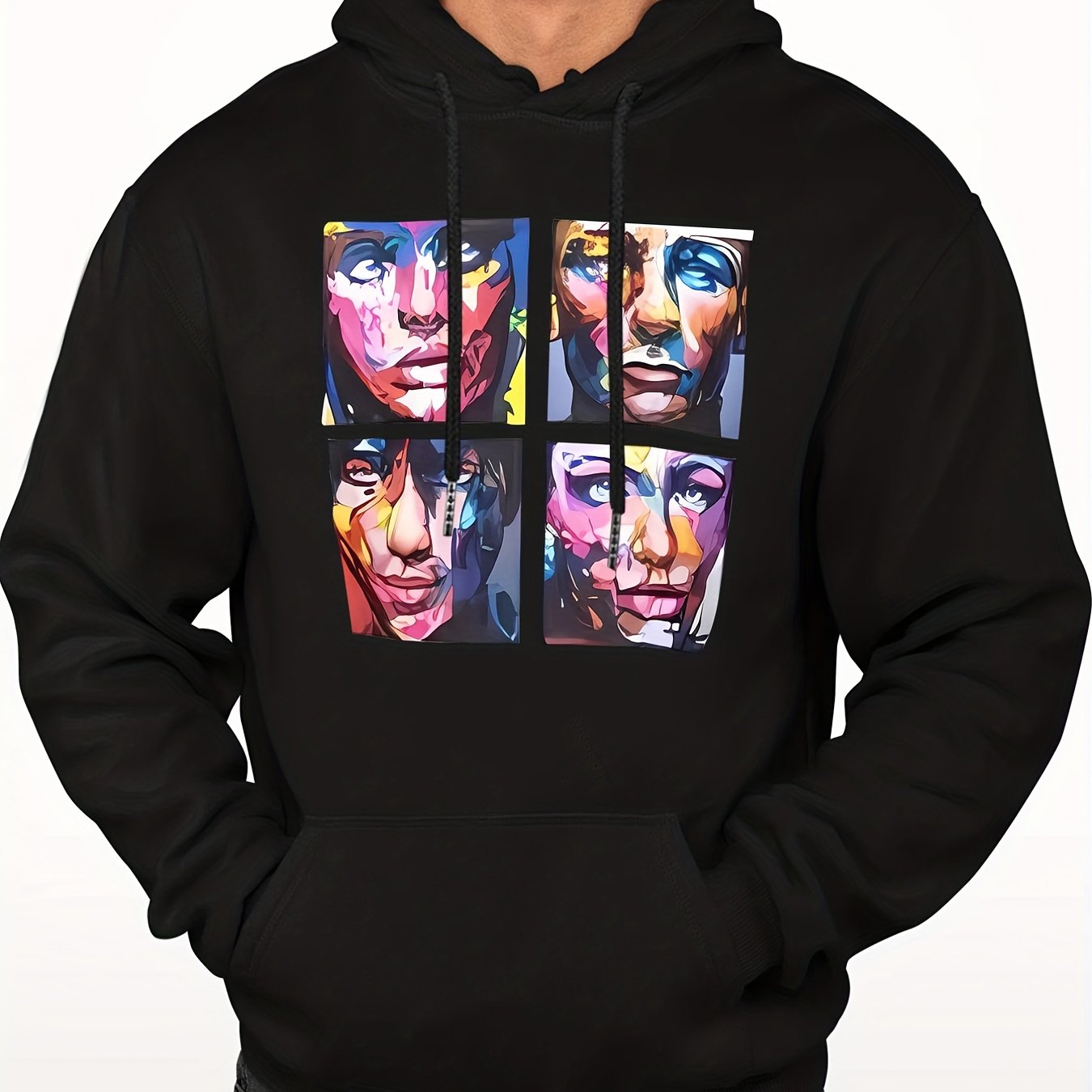 Faces Print Hoodie For Men
