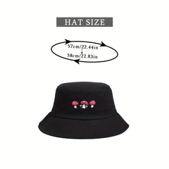 Embroidered Mushroom Bucket Hat Cartoon Hat For Women Christmas Gift