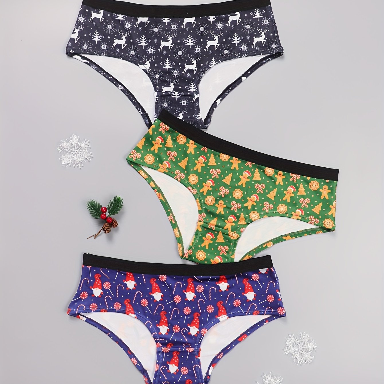 3 Pack Plus Size Christmas Panties Set Women's Plus Size