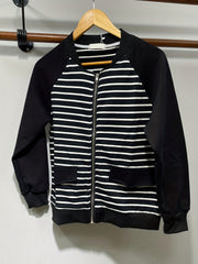 Striped Zip Up Jacket Casual Long Sleeve Jacket Women's Clothing