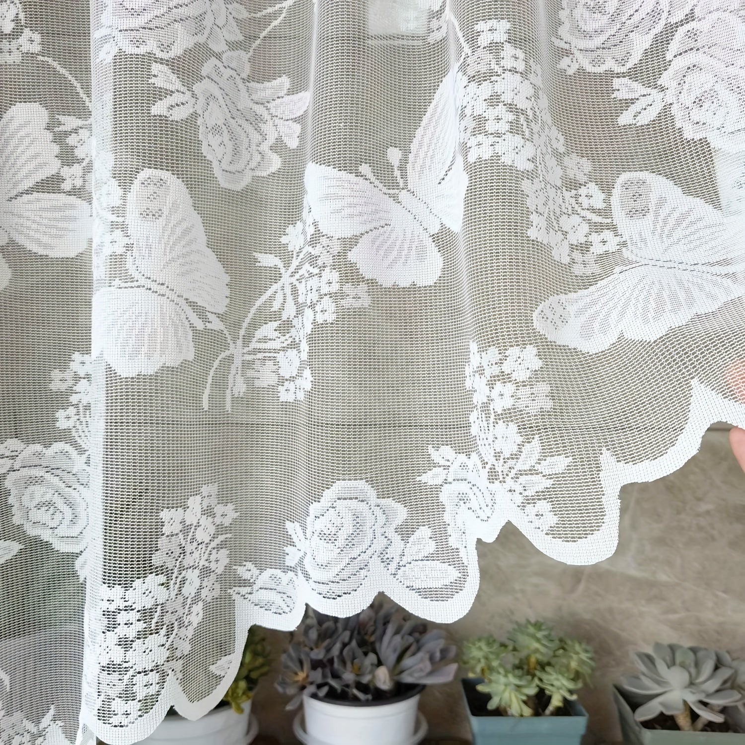 Purple Butterfly Flower Valance Sheer Curtain Tulle Short Valance