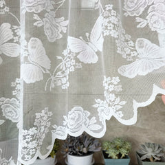 Purple Butterfly Flower Valance Sheer Curtain Tulle Short Valance