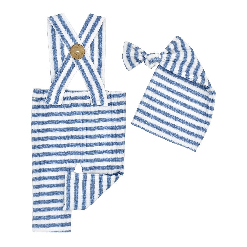 Baby Stripe Romper & Hat Set for Newborn Photography Props