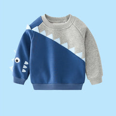 Dinosaur Print Boys Casual Sweatshirt Long Sleeve Crew Neck Tops