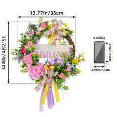 Spring Withered Branch Wooden Sign Flower Wreath Christmas Hanging Decorations