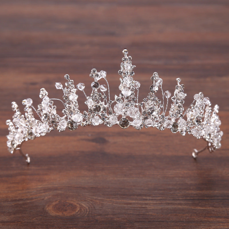 Red Crystal Crown Beaded Headdress Bridal Jewelry
