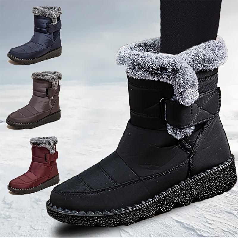 Women's Faux Fur Snow Boots Thermal Winter Mid Calf Boots