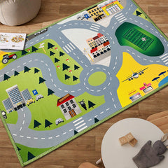 City Street Map Kids' Rug With Roads Kids Rug Play Mat For Boy Girl Nursery