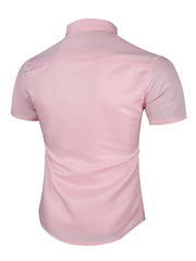 Pink Business Shirt Men's Short Sleeve Button Down Formal Shirt