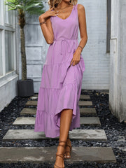 Hollow Out Tiered Dress Sleeveless Summer Dress