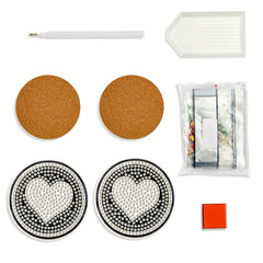 2pcs DIY Diamond Painting Car Coasters and Love Kits