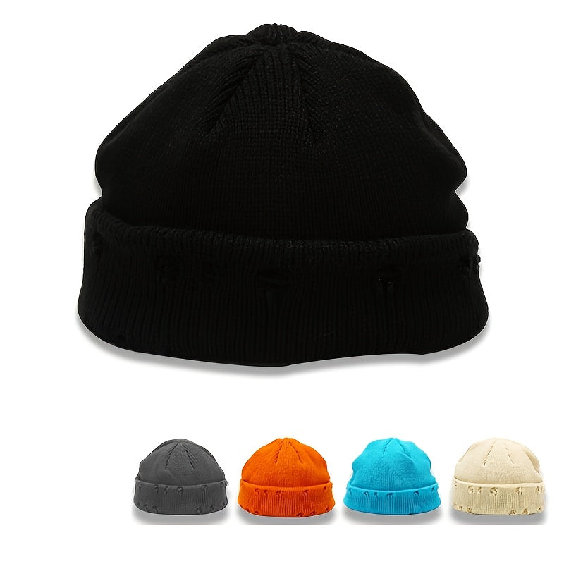 Ripped Knitted Hat Woolen Hat Embroidery Hip hop Cap Unisex