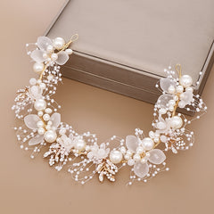 Boho Floral Tiara Crown Headband Vintage Bridal Bridesmaid Hairpiece